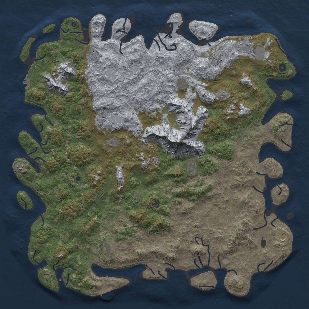 Rust Map: Procedural Map, Size: 6000, Seed: 7614, 18 Monuments