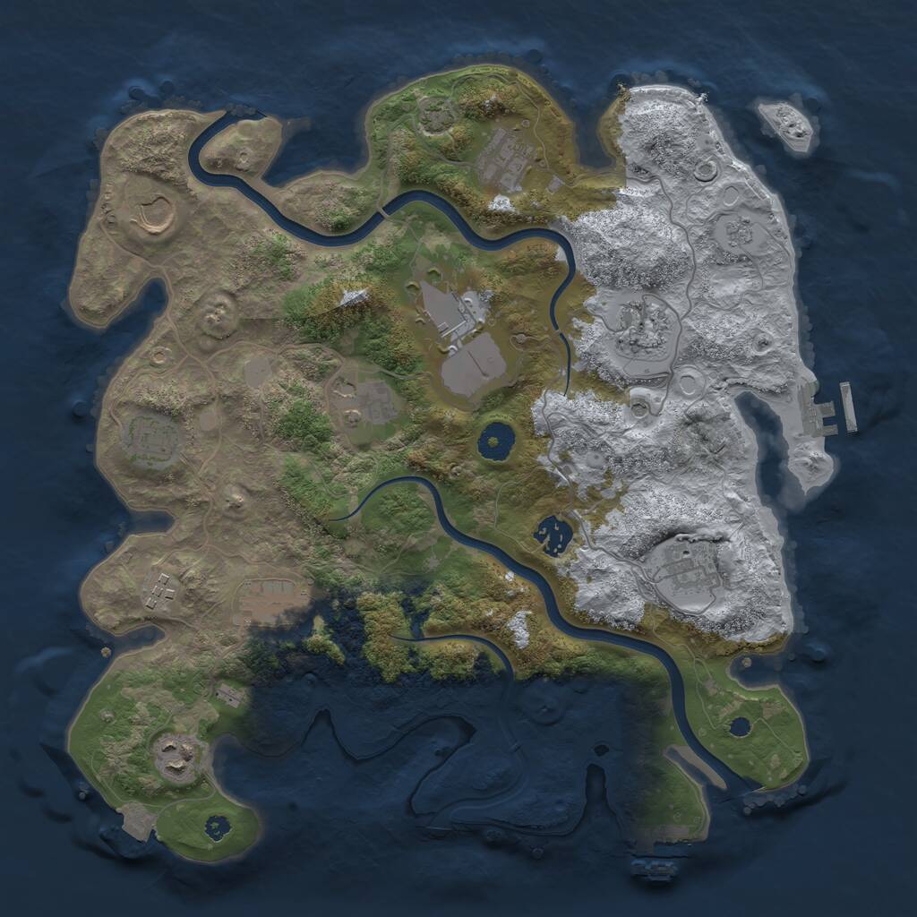 Rust Map: Procedural Map, Size: 3700, Seed: 2147483644, 17 Monuments
