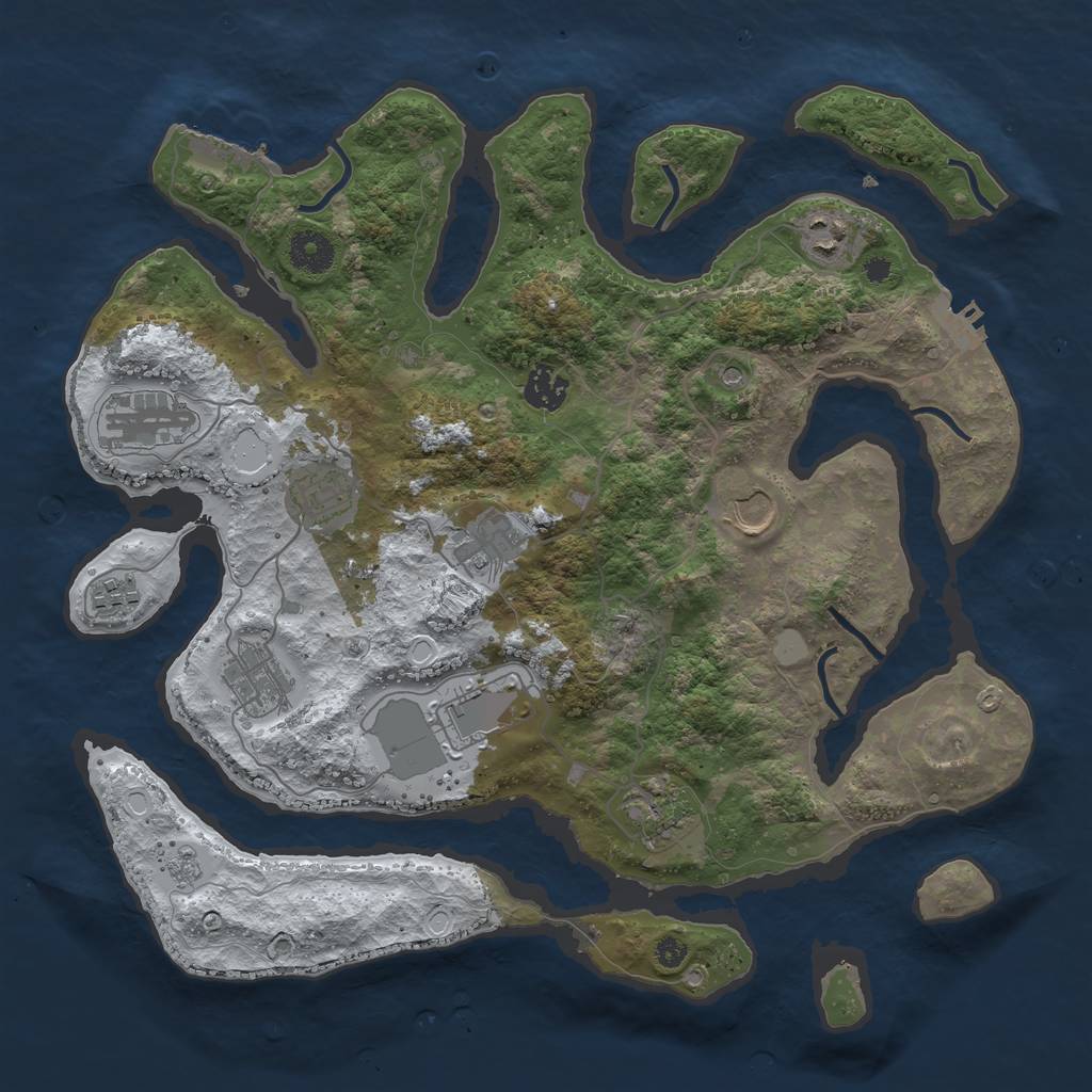 Rust Map: Procedural Map, Size: 3700, Seed: 99131479, 19 Monuments