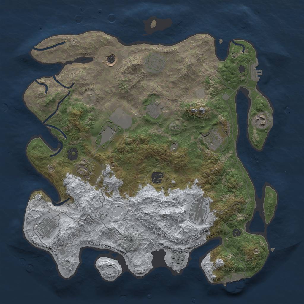 Rust Map: Procedural Map, Size: 3700, Seed: 1065465012, 20 Monuments