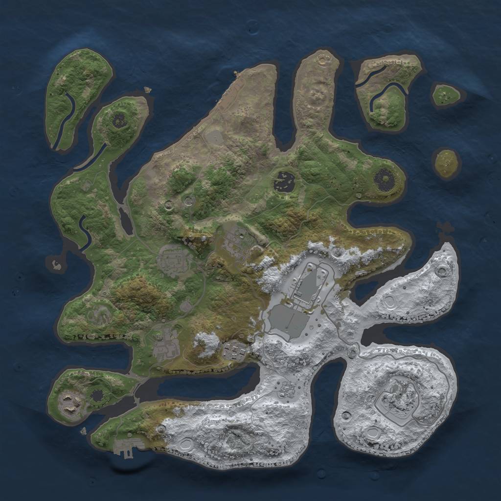 Rust Map: Procedural Map, Size: 3500, Seed: 14880409, 17 Monuments