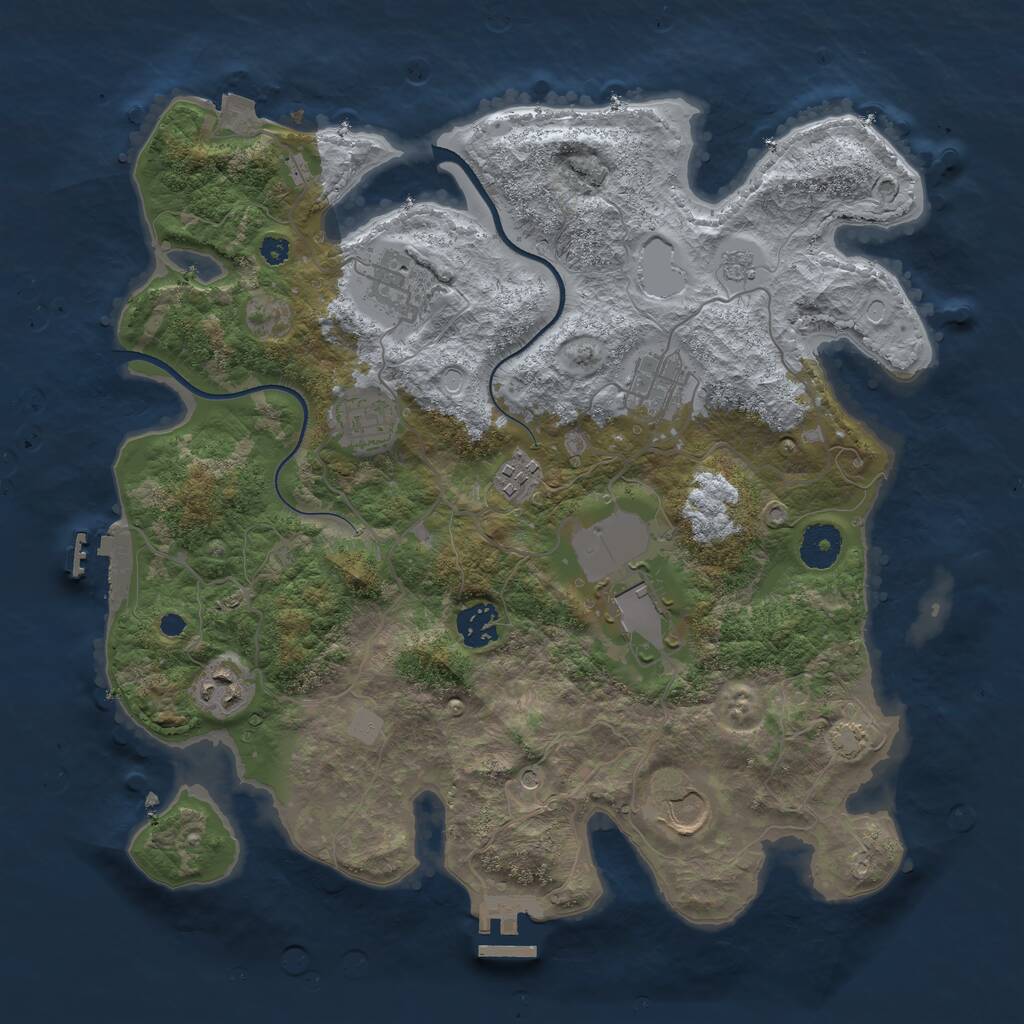 Rust Map: Procedural Map, Size: 3550, Seed: 1087996368, 14 Monuments