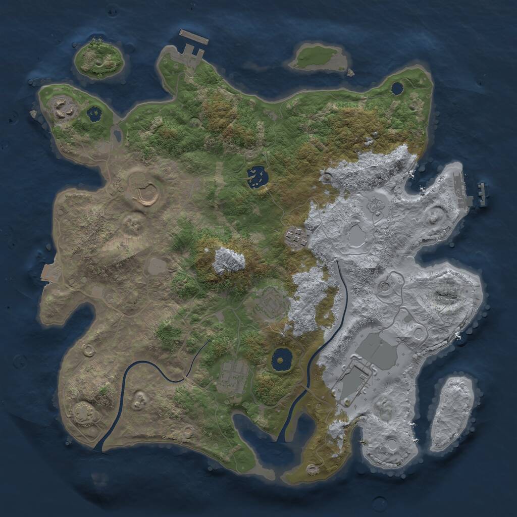 Rust Map: Procedural Map, Size: 3500, Seed: 811362329, 13 Monuments