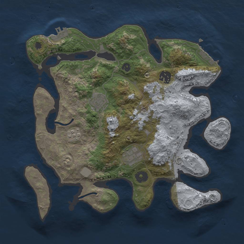 Rust Map: Procedural Map, Size: 3000, Seed: 2437201, 13 Monuments