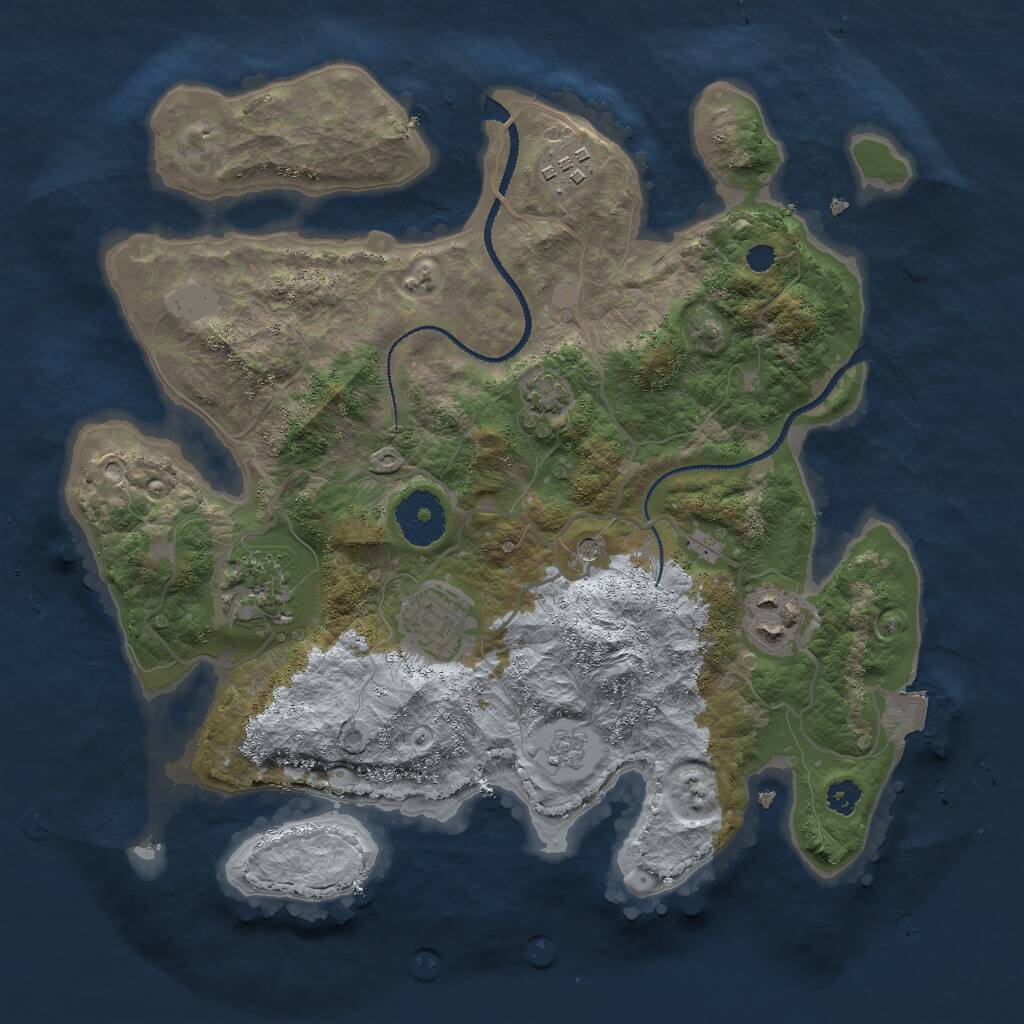 Rust Map: Procedural Map, Size: 3000, Seed: 62211, 8 Monuments