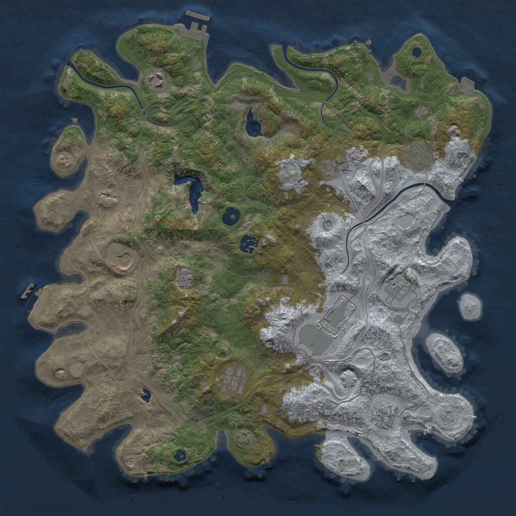 Rust Map: Procedural Map, Size: 4300, Seed: 4665865, 16 Monuments