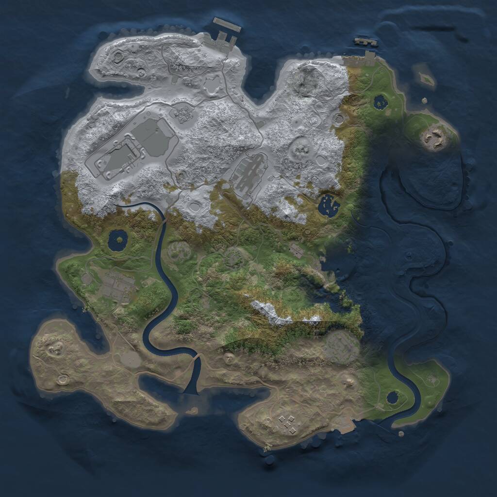 Rust Map: Procedural Map, Size: 3500, Seed: 6388630, 14 Monuments