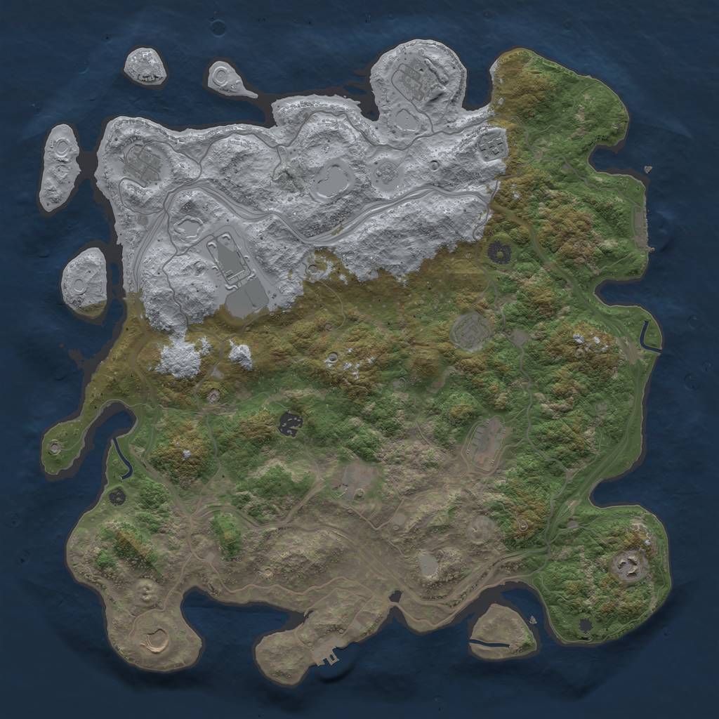 Rust Map: Procedural Map, Size: 4500, Seed: 1008054646, 17 Monuments