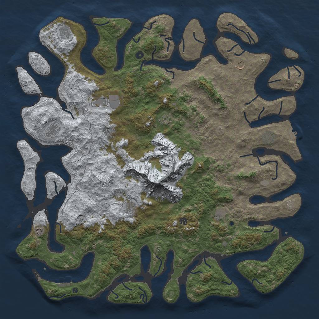 Rust Map: Procedural Map, Size: 6000, Seed: 1252289504, 20 Monuments