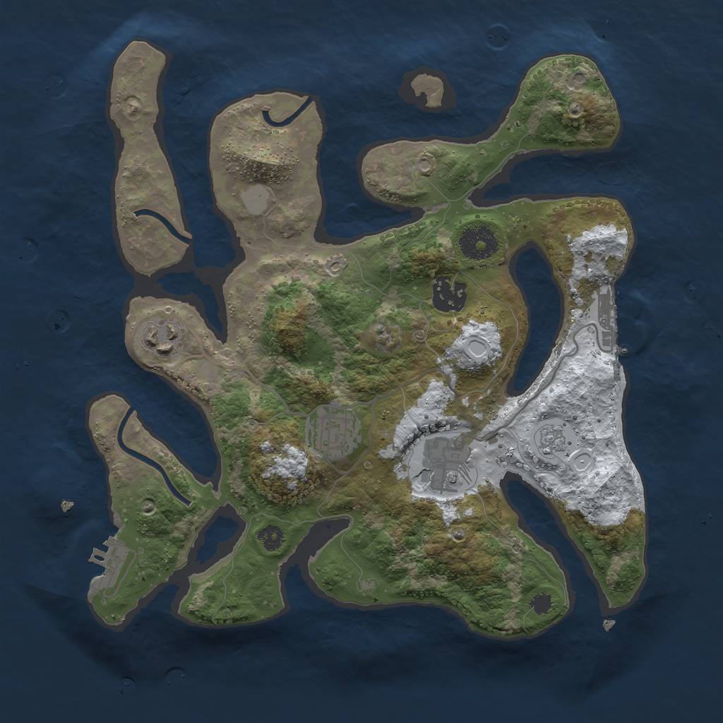 Rust Map: Procedural Map, Size: 3000, Seed: 973259, 12 Monuments