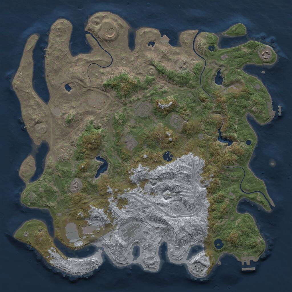 Rust Map: Procedural Map, Size: 4500, Seed: 1029797150, 17 Monuments
