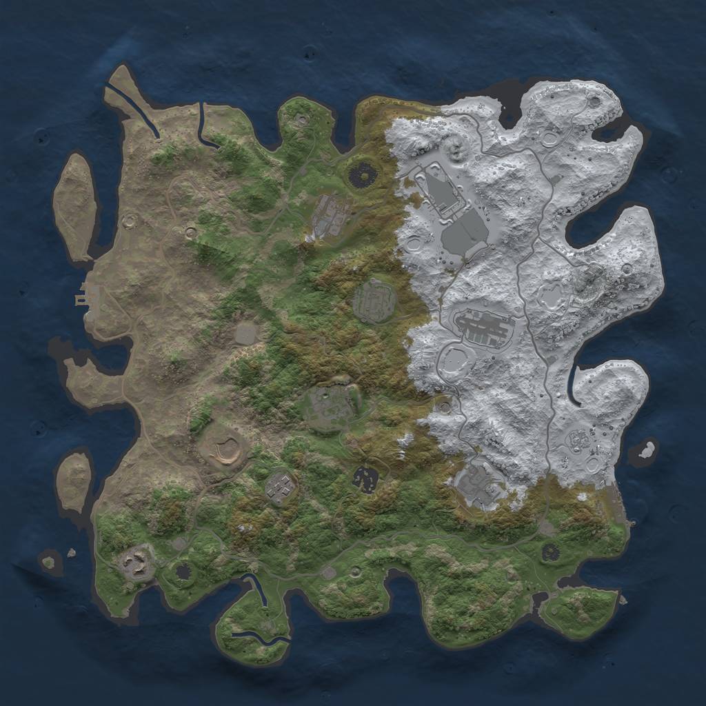 Rust Map: Procedural Map, Size: 4000, Seed: 613948475, 19 Monuments