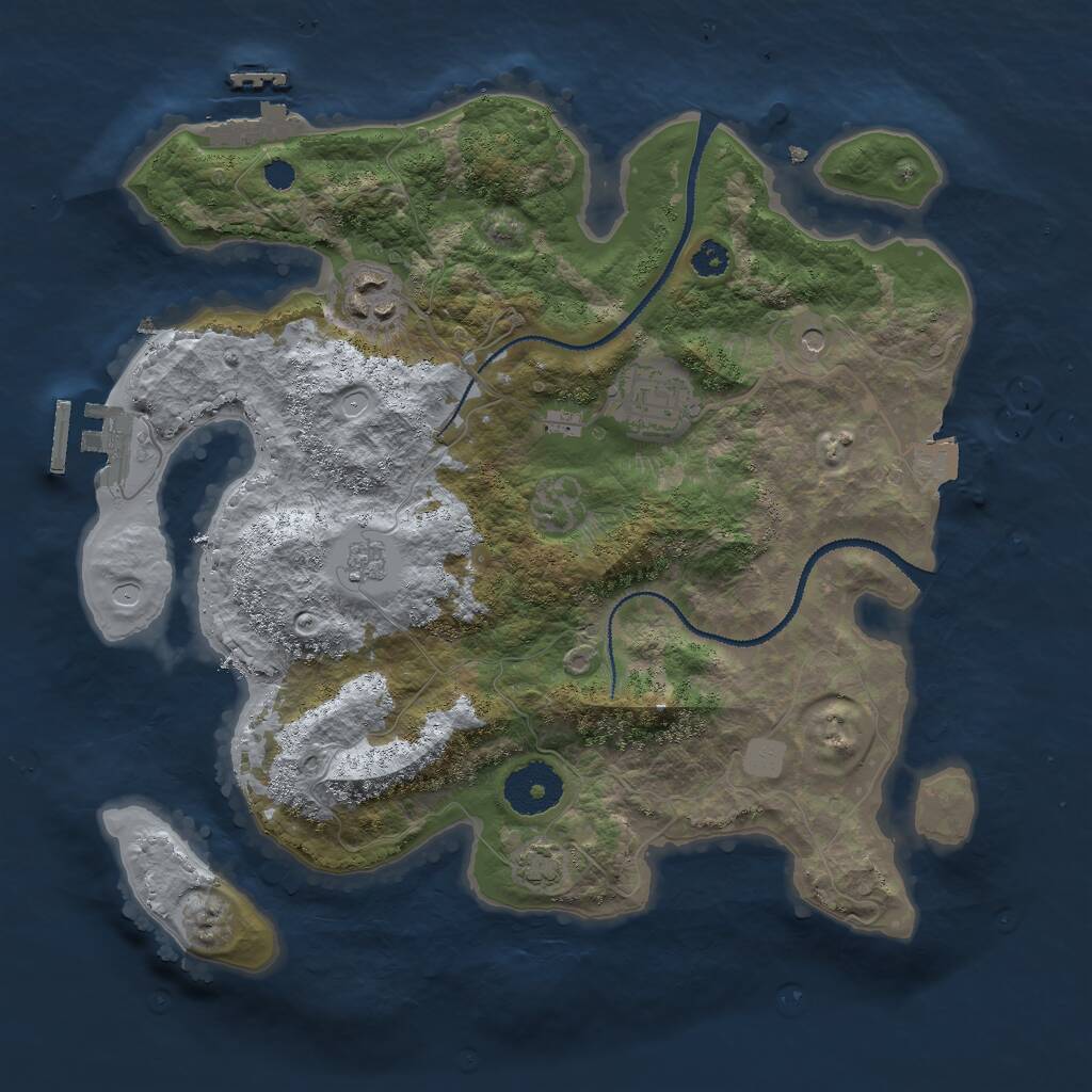 Rust Map: Procedural Map, Size: 3000, Seed: 65129282, 8 Monuments