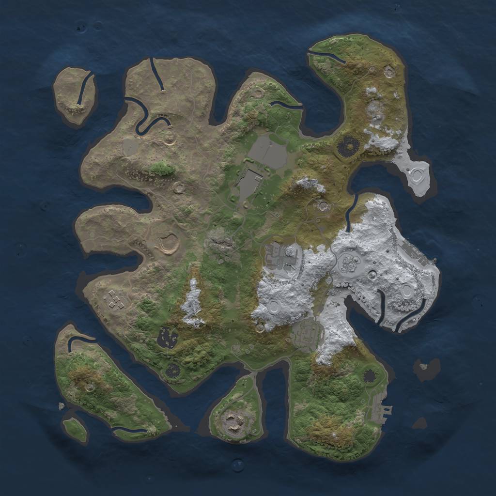 Rust Map: Procedural Map, Size: 3500, Seed: 496008883, 16 Monuments