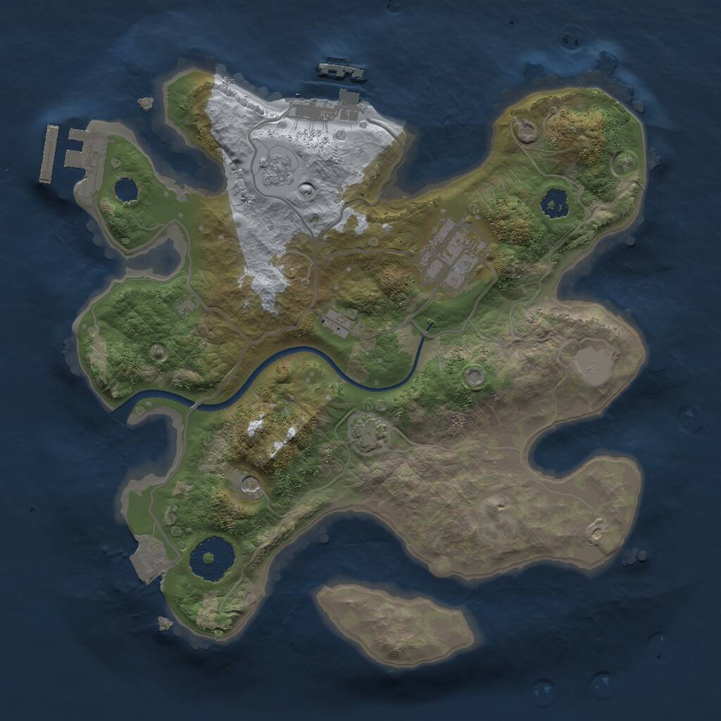 Rust Map: Procedural Map, Size: 2500, Seed: 818441255, 7 Monuments