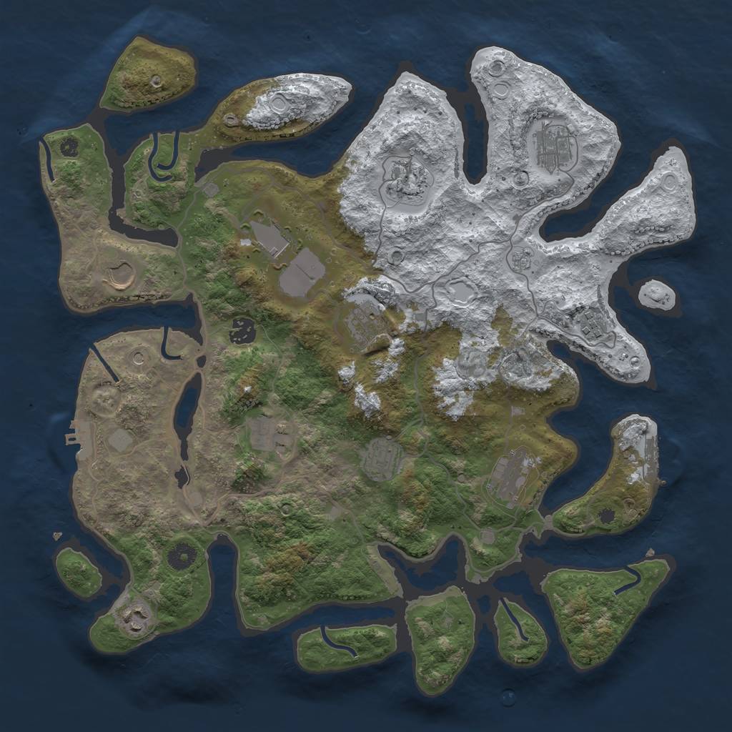 Rust Map: Procedural Map, Size: 4000, Seed: 407781165, 20 Monuments