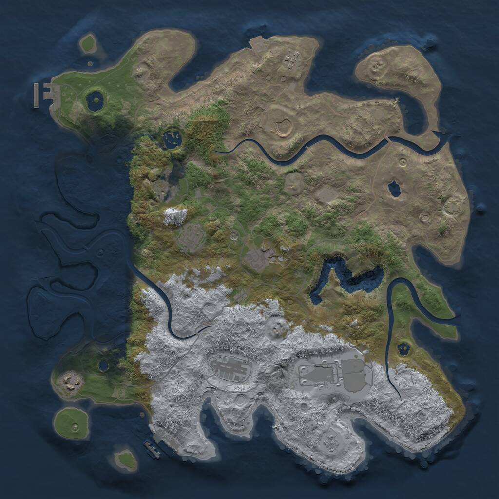 Rust Map: Procedural Map, Size: 4000, Seed: 999, 15 Monuments