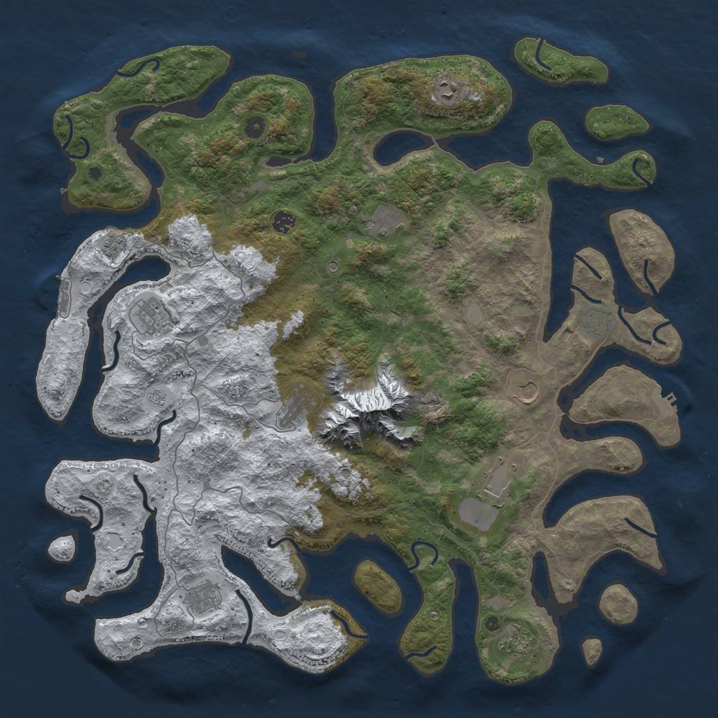 Rust Map: Procedural Map, Size: 5000, Seed: 47483647, 20 Monuments