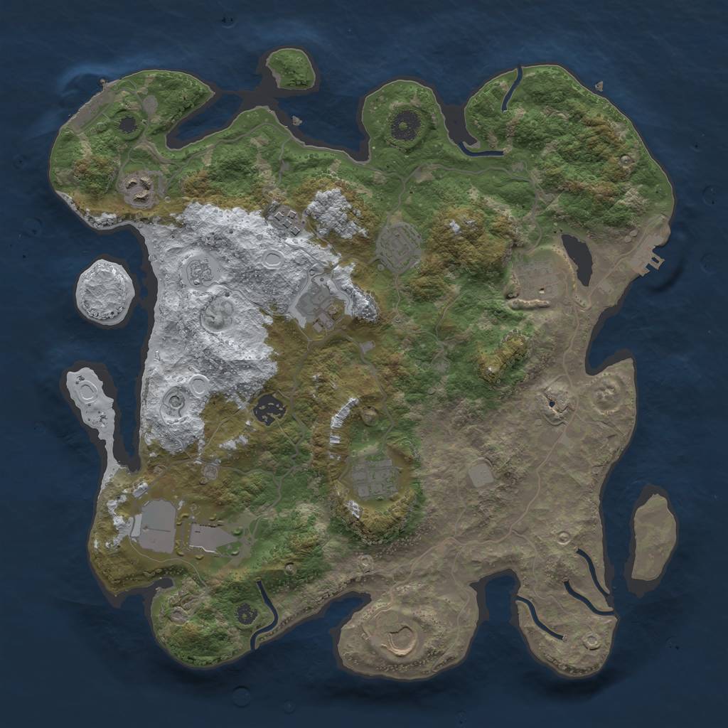 Rust Map: Procedural Map, Size: 3671, Seed: 2707, 18 Monuments