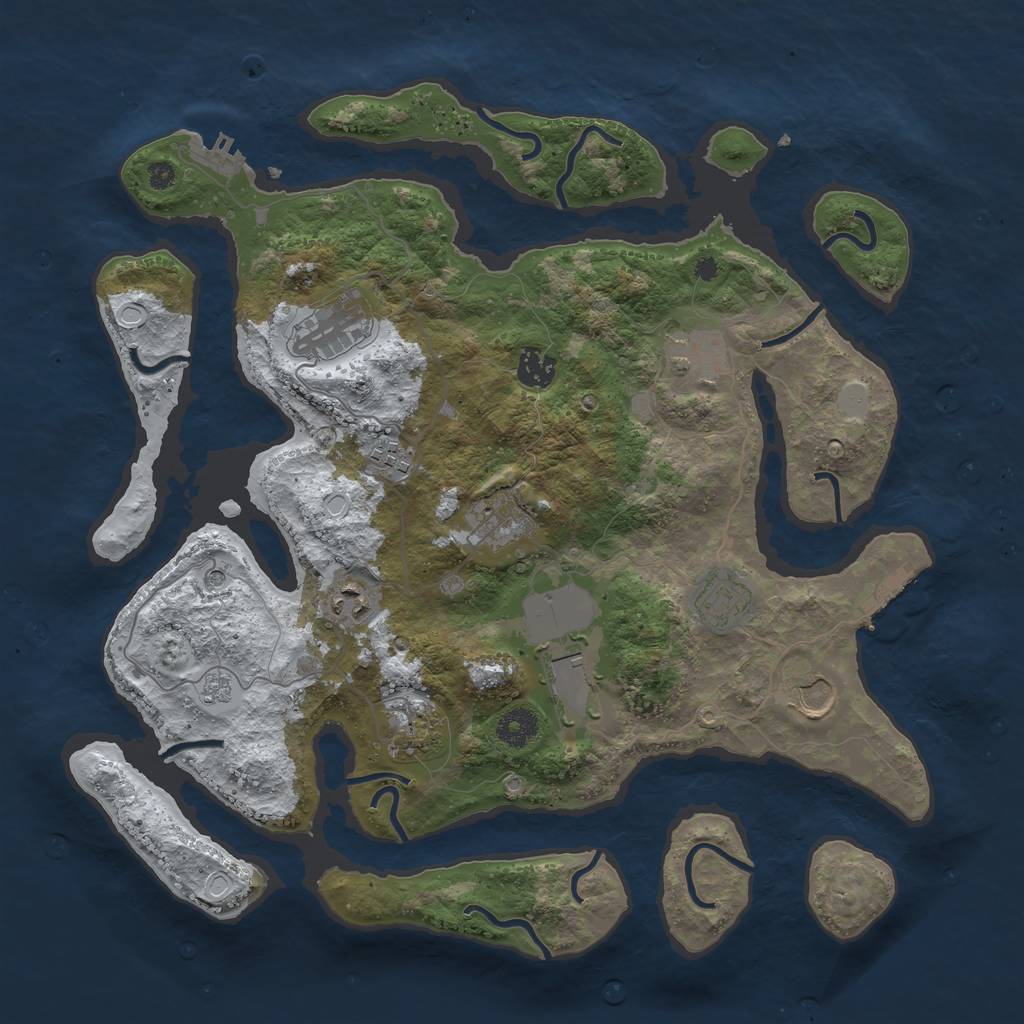 Rust Map: Procedural Map, Size: 3850, Seed: 222466465, 19 Monuments