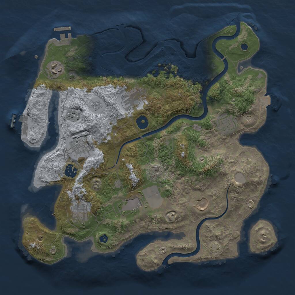 Rust Map: Procedural Map, Size: 3500, Seed: 3771987, 15 Monuments