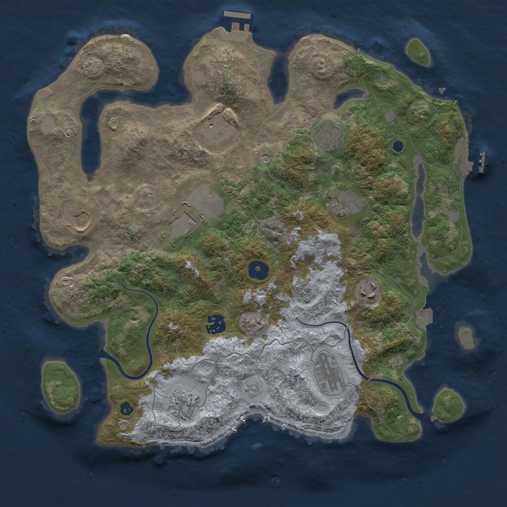 Rust Map: Procedural Map, Size: 3800, Seed: 831882832, 16 Monuments