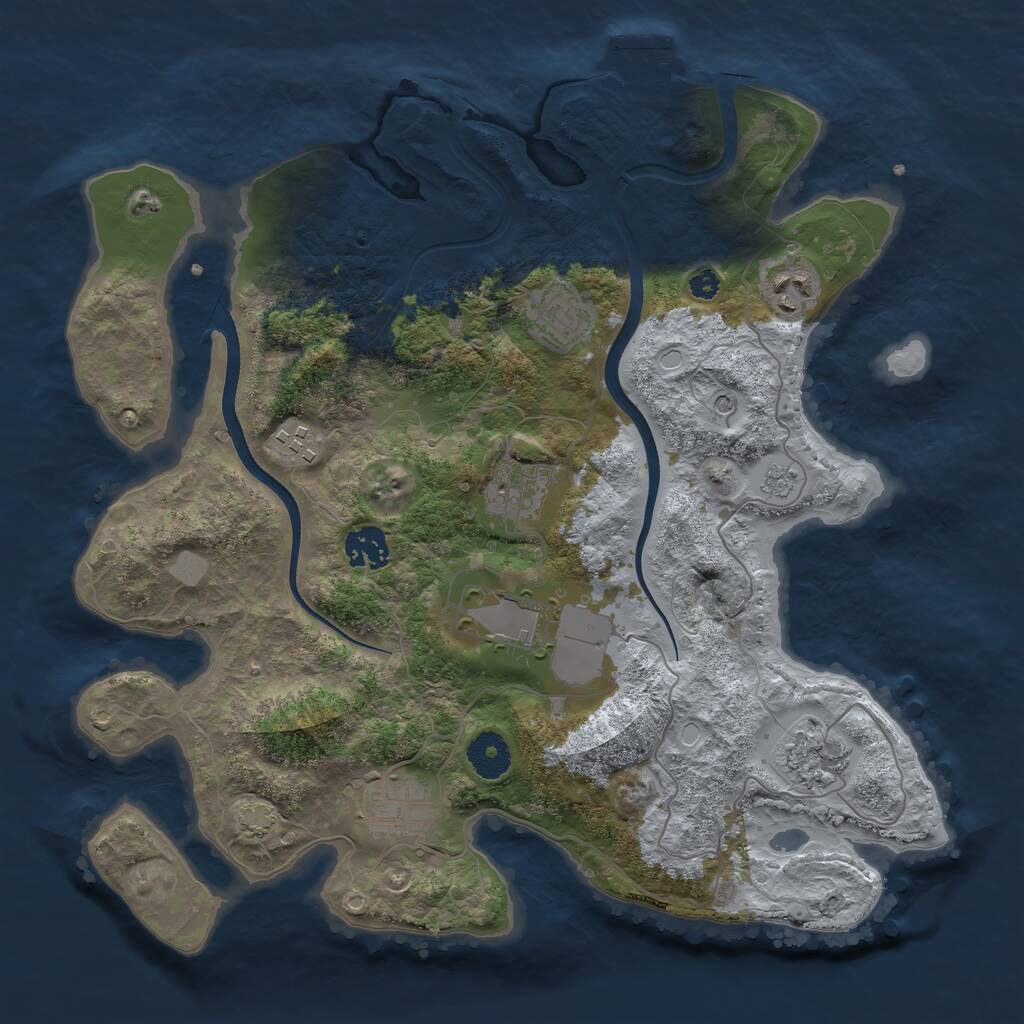 Rust Map: Procedural Map, Size: 3500, Seed: 1779352111, 13 Monuments