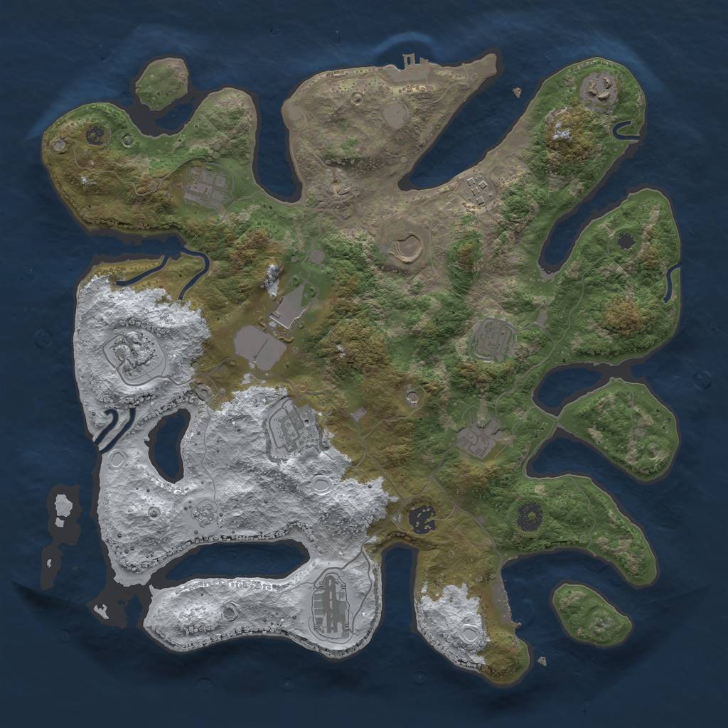 Rust Map: Procedural Map, Size: 3850, Seed: 523463716, 20 Monuments