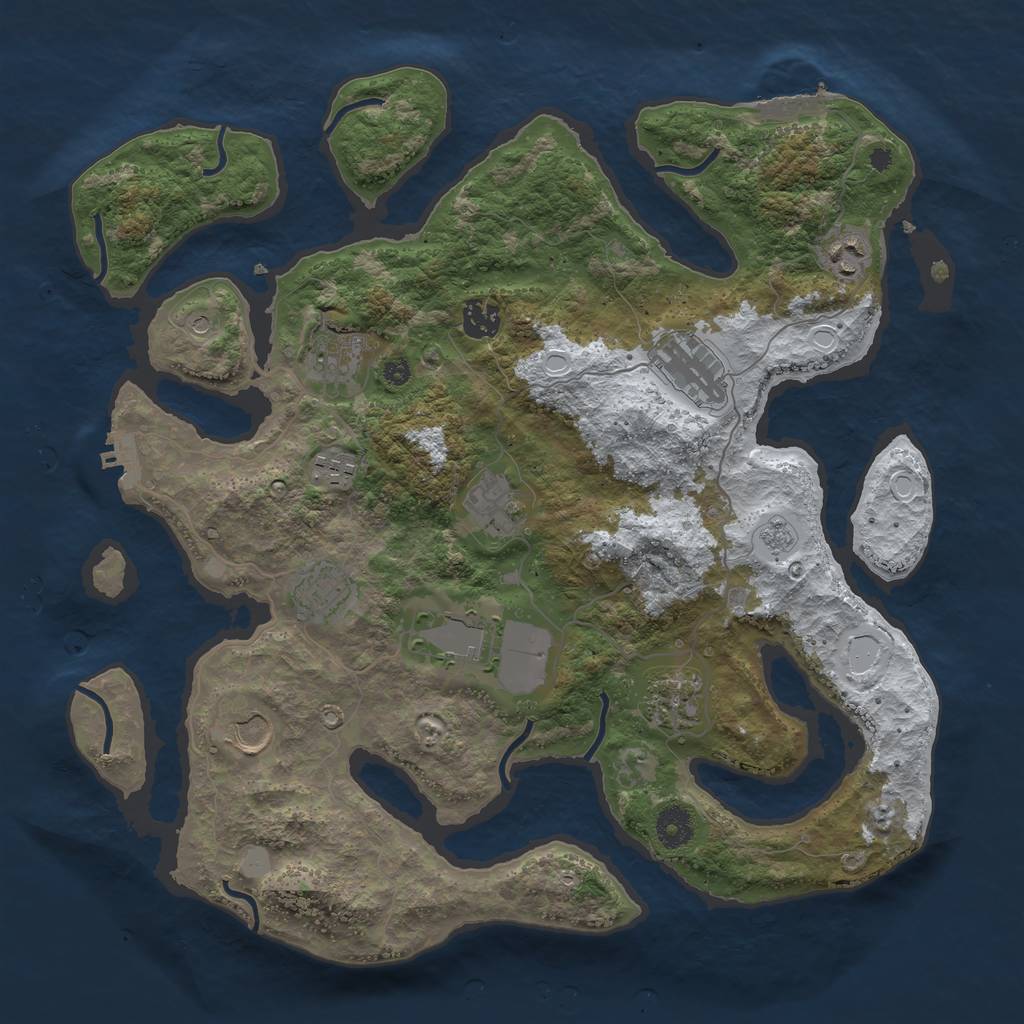 Rust Map: Procedural Map, Size: 3850, Seed: 1696967133, 19 Monuments