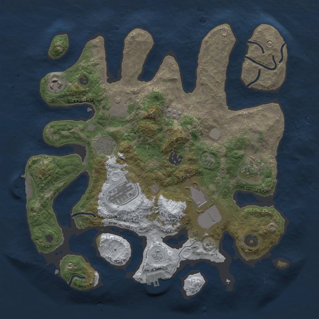 Rust Map: Procedural Map, Size: 3500, Seed: 23331301, 16 Monuments