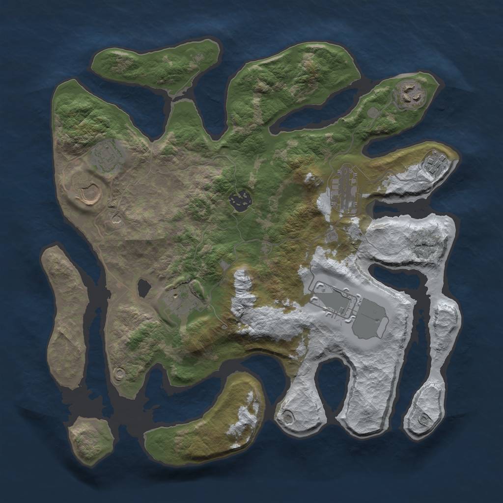 Rust Map: Barren, Size: 3500, Seed: 10, 11 Monuments
