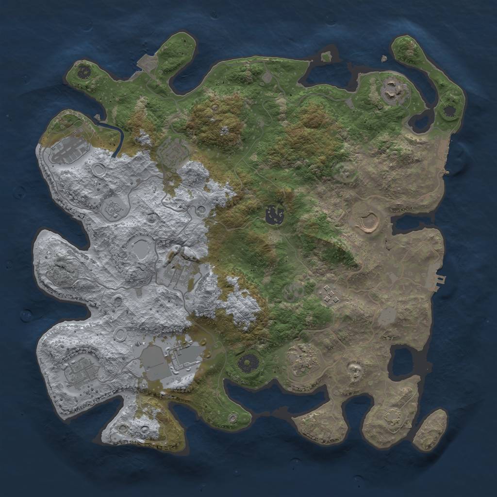 Rust Map: Procedural Map, Size: 3750, Seed: 349777282, 18 Monuments