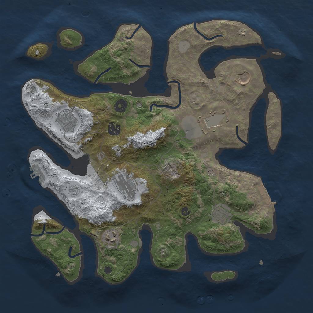 Rust Map: Procedural Map, Size: 3500, Seed: 1730608677, 16 Monuments