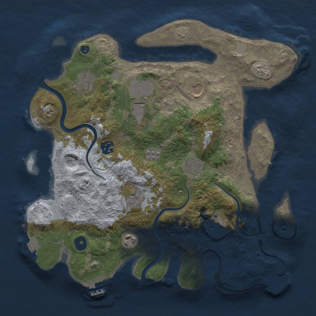 Rust Map: Procedural Map, Size: 3550, Seed: 896753, 15 Monuments