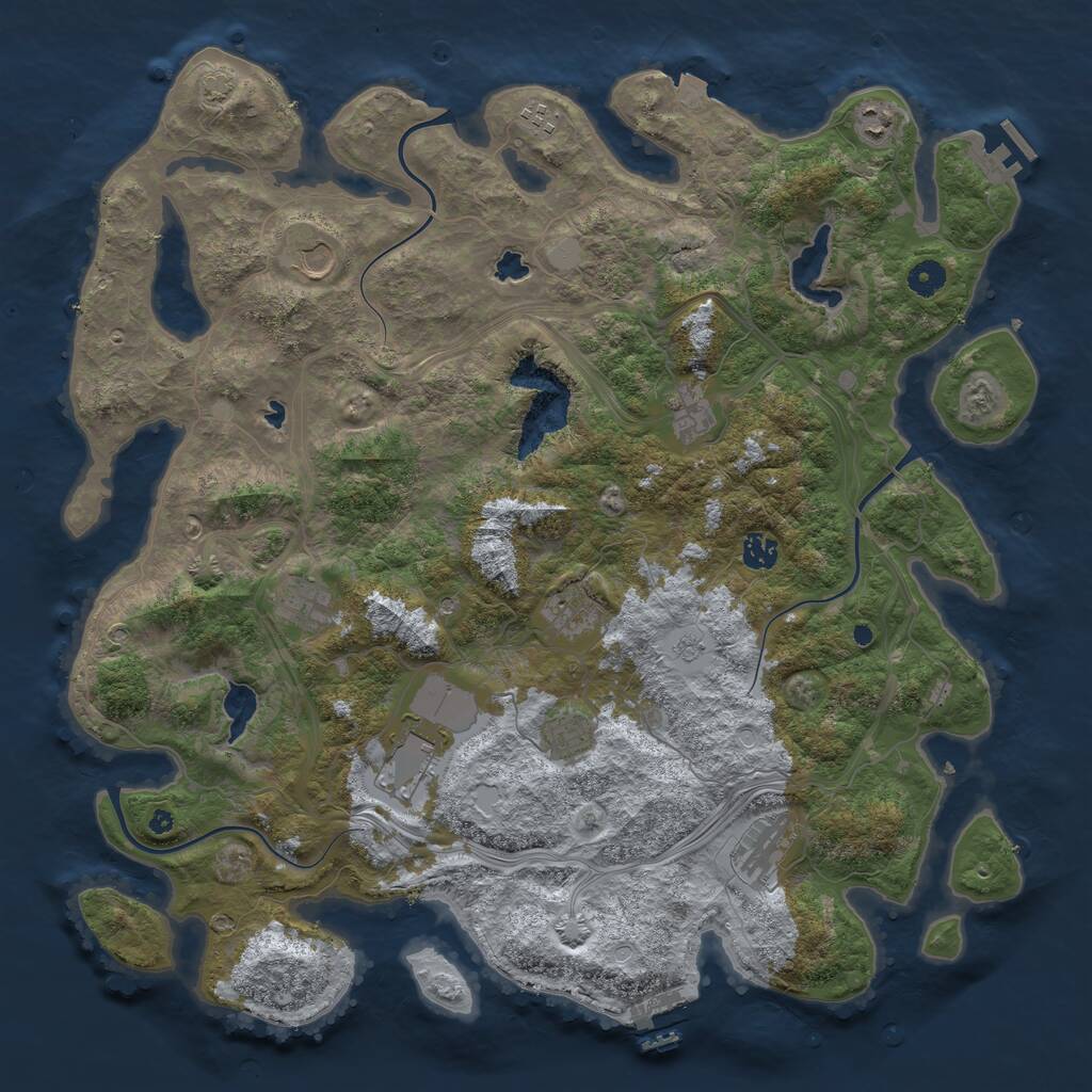 Rust Map: Procedural Map, Size: 4500, Seed: 37737373, 16 Monuments