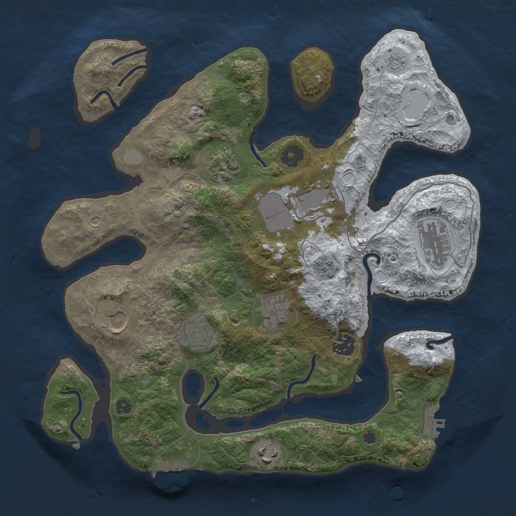 Rust Map: Procedural Map, Size: 3500, Seed: 6175051, 18 Monuments