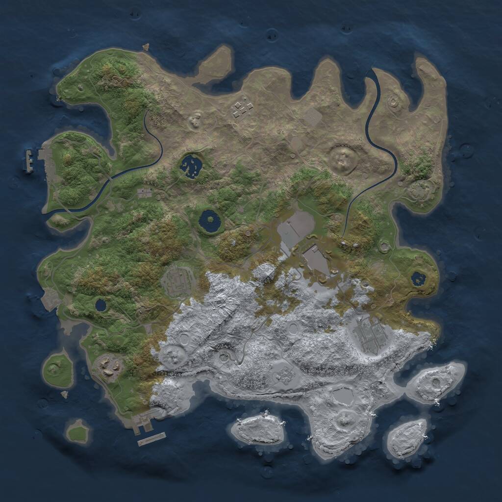 Rust Map: Procedural Map, Size: 3500, Seed: 508110917, 12 Monuments