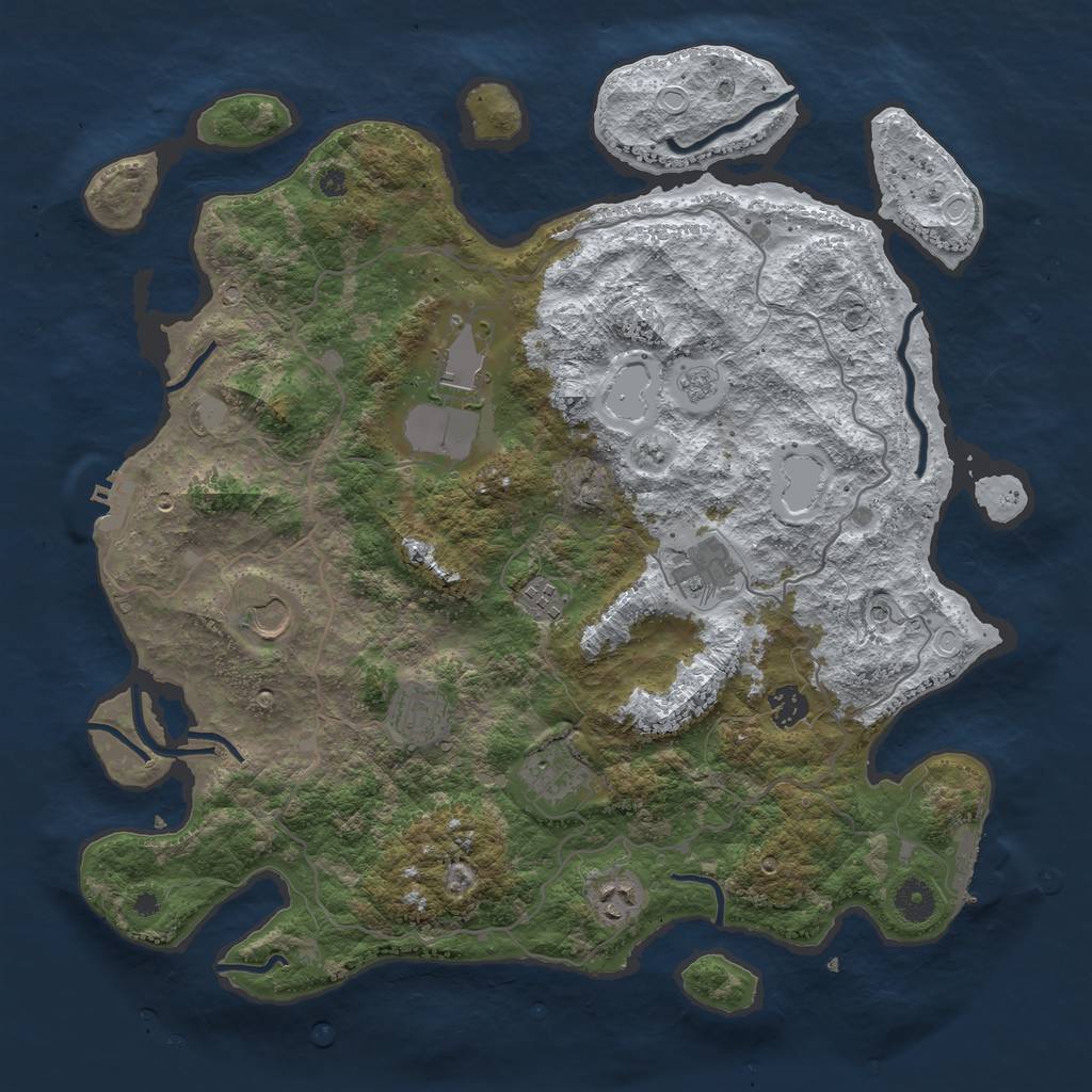 Rust Map: Procedural Map, Size: 4000, Seed: 2078353395, 17 Monuments