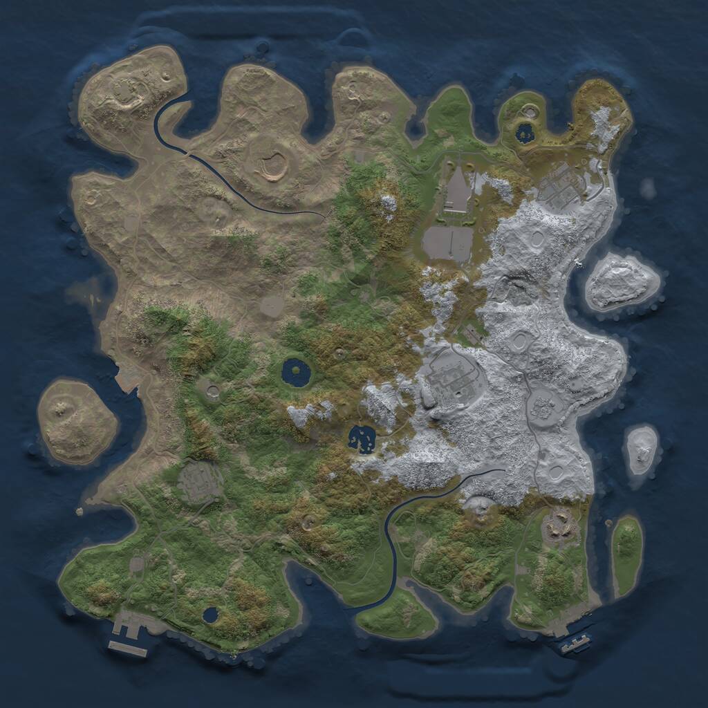 Rust Map: Procedural Map, Size: 3700, Seed: 1837598595, 13 Monuments