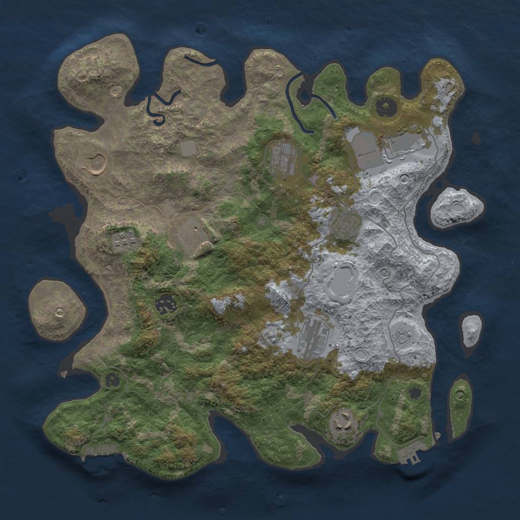 Rust Map: Procedural Map, Size: 3700, Seed: 1837598595, 18 Monuments