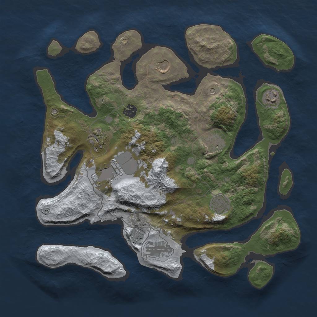 Rust Map: Barren, Size: 3600, Seed: 307237831, 12 Monuments