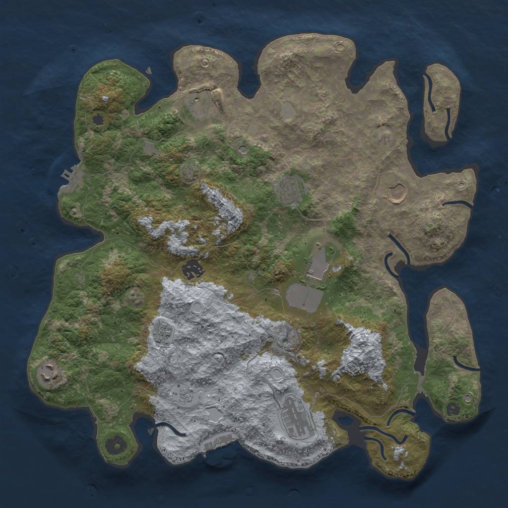 Rust Map: Procedural Map, Size: 3800, Seed: 5438681, 16 Monuments