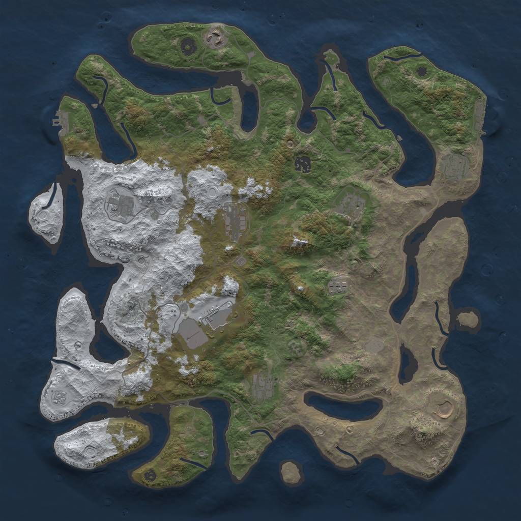 Rust Map: Procedural Map, Size: 4500, Seed: 728034653, 19 Monuments