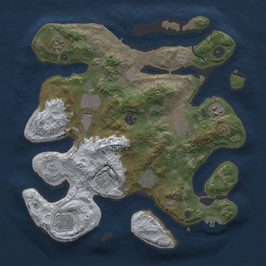Rust Map: Procedural Map, Size: 3500, Seed: 2137789441, 18 Monuments