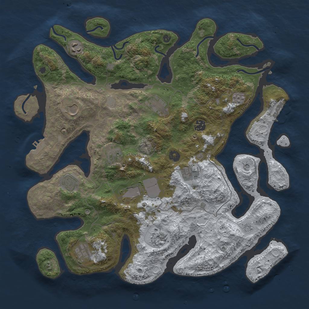 Rust Map: Procedural Map, Size: 4050, Seed: 1856552407, 20 Monuments