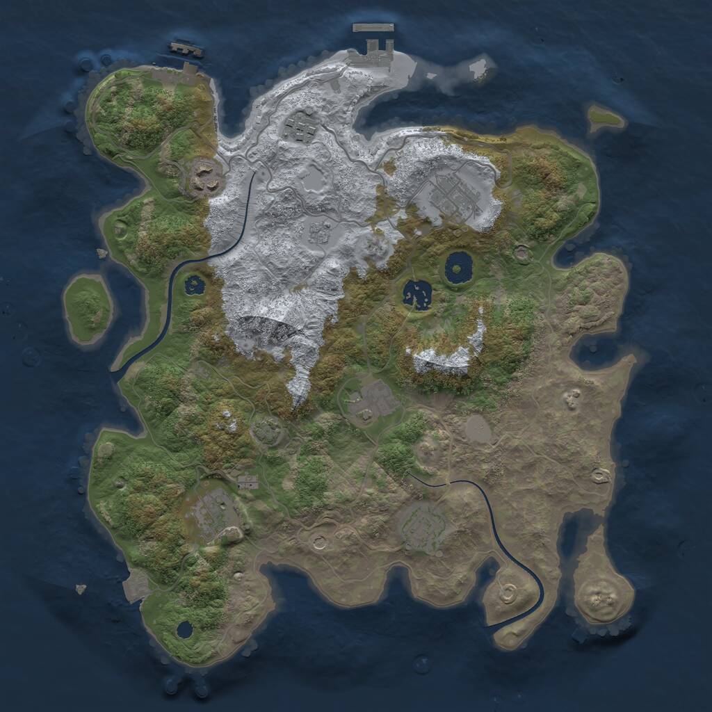 Rust Map: Procedural Map, Size: 3500, Seed: 177207916, 13 Monuments