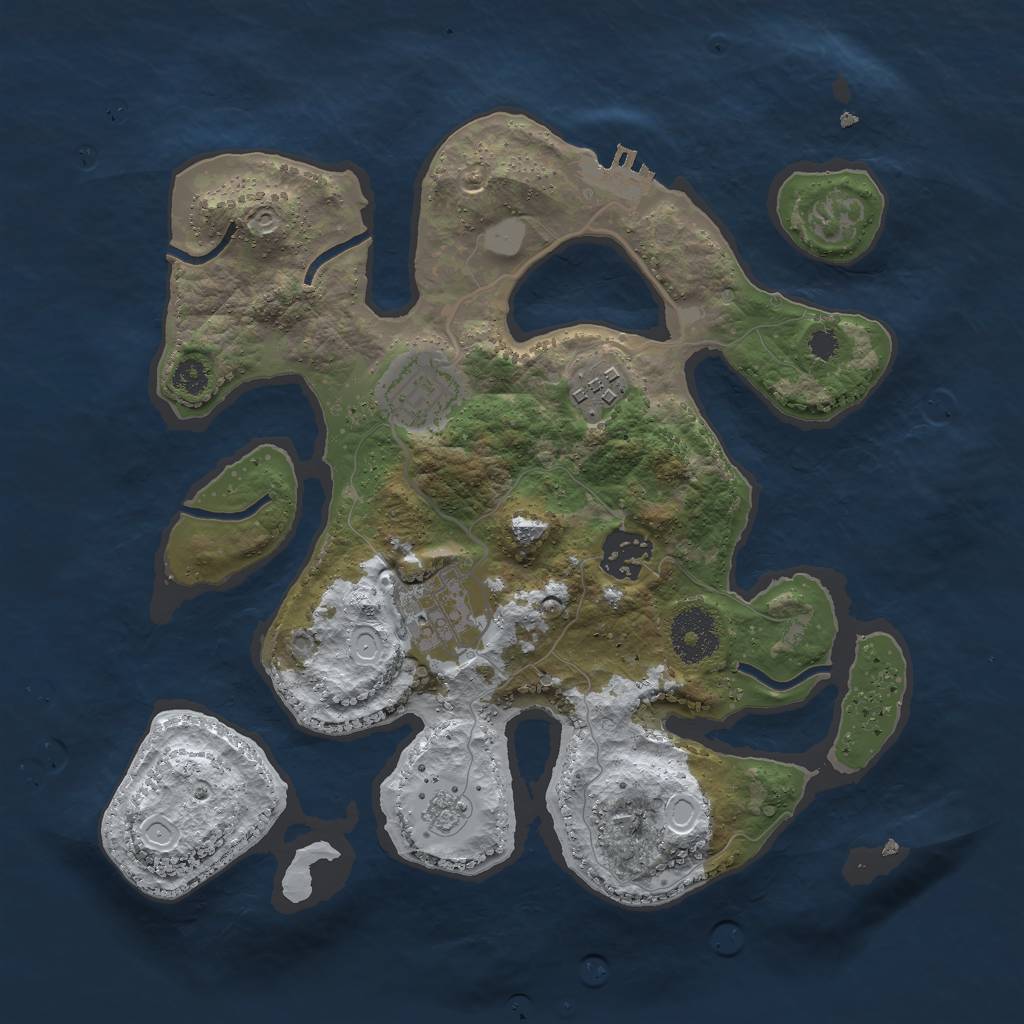 Rust Map: Procedural Map, Size: 3000, Seed: 162182, 11 Monuments