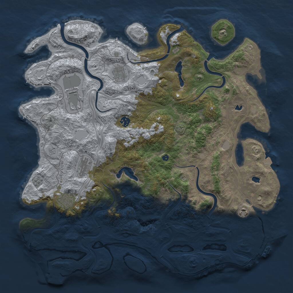 Rust Map: Procedural Map, Size: 4500, Seed: 1543340511, 13 Monuments