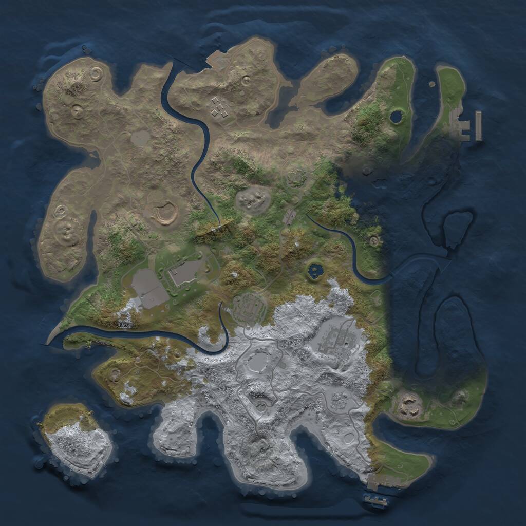 Rust Map: Procedural Map, Size: 3500, Seed: 20212022, 13 Monuments