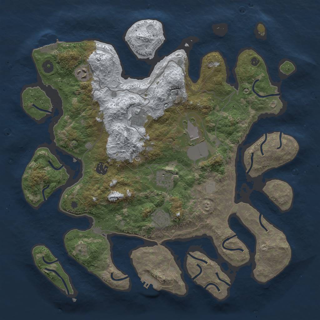 Rust Map: Procedural Map, Size: 4000, Seed: 9349429, 14 Monuments